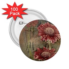 Flowers Plant Red Drawing Art 2 25  Buttons (100 Pack)  by Nexatart