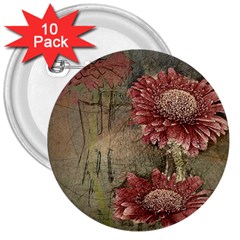 Flowers Plant Red Drawing Art 3  Buttons (10 Pack)  by Nexatart