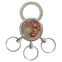 Flowers Plant Red Drawing Art 3-ring Key Chains by Nexatart