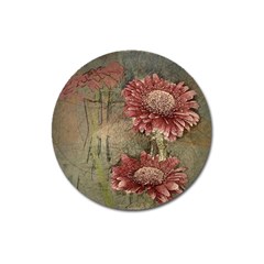 Flowers Plant Red Drawing Art Magnet 3  (round) by Nexatart