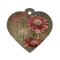 Flowers Plant Red Drawing Art Dog Tag Heart (one Side) by Nexatart