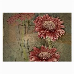 Flowers Plant Red Drawing Art Large Glasses Cloth (2-side) by Nexatart