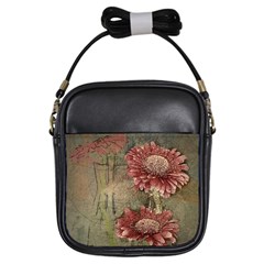 Flowers Plant Red Drawing Art Girls Sling Bags by Nexatart