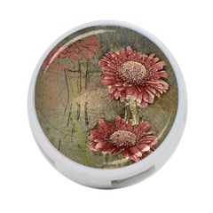 Flowers Plant Red Drawing Art 4-port Usb Hub (one Side) by Nexatart