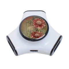 Flowers Plant Red Drawing Art 3-port Usb Hub by Nexatart