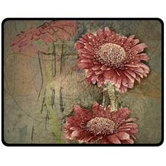 Flowers Plant Red Drawing Art Double Sided Fleece Blanket (medium)  by Nexatart