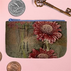 Flowers Plant Red Drawing Art Large Coin Purse by Nexatart