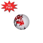 Red Black Wolf Stamp Background 1  Mini Buttons (10 pack)  Front