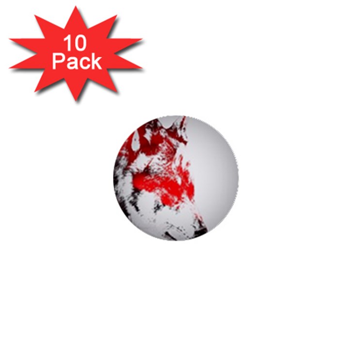 Red Black Wolf Stamp Background 1  Mini Buttons (10 pack) 