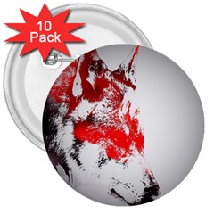 Red Black Wolf Stamp Background 3  Buttons (10 pack) 