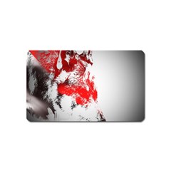 Red Black Wolf Stamp Background Magnet (Name Card)