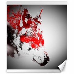 Red Black Wolf Stamp Background Canvas 8  x 10 