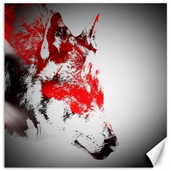 Red Black Wolf Stamp Background Canvas 20  X 20   by Nexatart