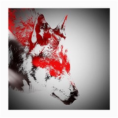 Red Black Wolf Stamp Background Medium Glasses Cloth (2-side) by Nexatart