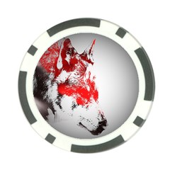 Red Black Wolf Stamp Background Poker Chip Card Guard