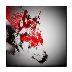 Red Black Wolf Stamp Background Face Towel