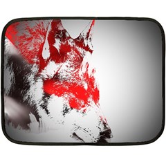 Red Black Wolf Stamp Background Double Sided Fleece Blanket (Mini) 