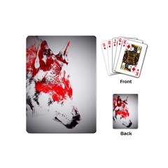 Red Black Wolf Stamp Background Playing Cards (Mini) 