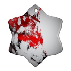 Red Black Wolf Stamp Background Snowflake Ornament (Two Sides)