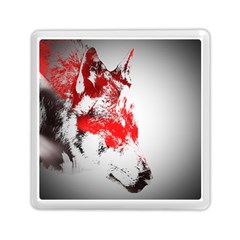 Red Black Wolf Stamp Background Memory Card Reader (Square) 