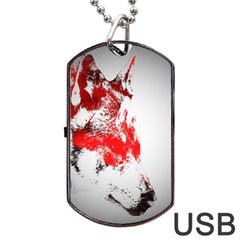 Red Black Wolf Stamp Background Dog Tag USB Flash (Two Sides)