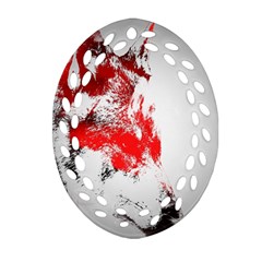 Red Black Wolf Stamp Background Ornament (Oval Filigree)