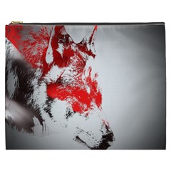 Red Black Wolf Stamp Background Cosmetic Bag (XXXL) 