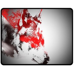 Red Black Wolf Stamp Background Double Sided Fleece Blanket (Medium) 