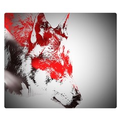 Red Black Wolf Stamp Background Double Sided Flano Blanket (Small) 