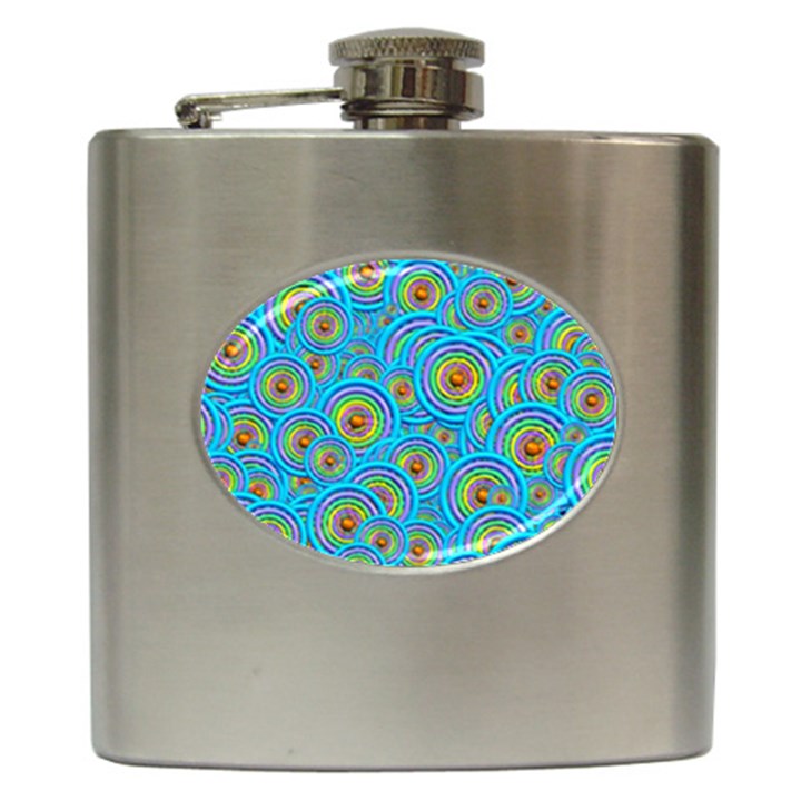 Digital Art Circle About Colorful Hip Flask (6 oz)