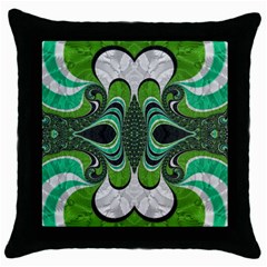 Fractal Art Green Pattern Design Throw Pillow Case (black) by Nexatart