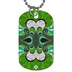 Fractal Art Green Pattern Design Dog Tag (one Side) by Nexatart