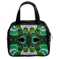 Fractal Art Green Pattern Design Classic Handbags (2 Sides) by Nexatart