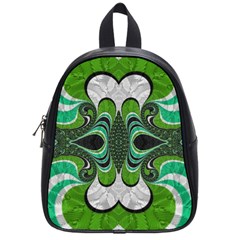 Fractal Art Green Pattern Design School Bags (small)  by Nexatart