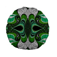 Fractal Art Green Pattern Design Standard 15  Premium Round Cushions by Nexatart