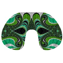 Fractal Art Green Pattern Design Travel Neck Pillows by Nexatart