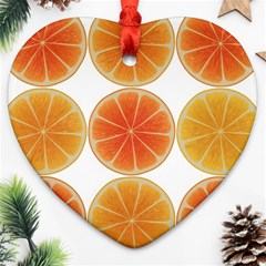 Orange Discs Orange Slices Fruit Heart Ornament (two Sides) by Nexatart