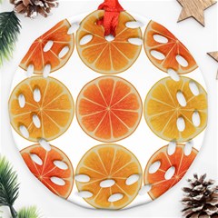 Orange Discs Orange Slices Fruit Round Filigree Ornament (two Sides) by Nexatart