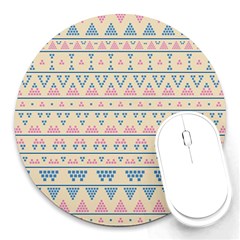 Blue And Pink Tribal Pattern Round Mousepads by berwies