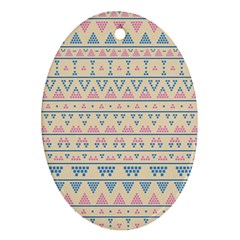 Blue And Pink Tribal Pattern Ornament (oval) by berwies