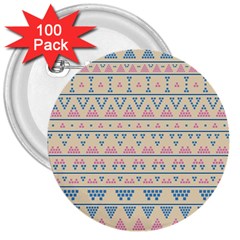 Blue And Pink Tribal Pattern 3  Buttons (100 Pack)  by berwies