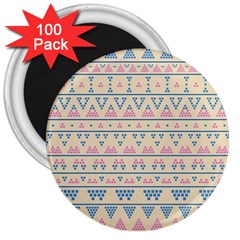 Blue And Pink Tribal Pattern 3  Magnets (100 Pack) by berwies