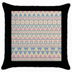 Blue And Pink Tribal Pattern Throw Pillow Case (black) by berwies