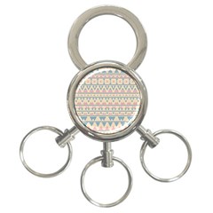 Blue And Pink Tribal Pattern 3-ring Key Chains by berwies