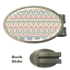 Blue And Pink Tribal Pattern Money Clips (oval)  by berwies