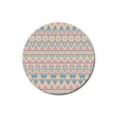 Blue And Pink Tribal Pattern Rubber Coaster (round)  by berwies