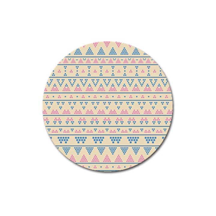 blue and pink tribal pattern Magnet 3  (Round)