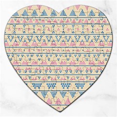 Blue And Pink Tribal Pattern Jigsaw Puzzle (heart) by berwies