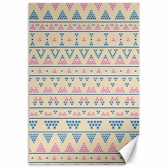 Blue And Pink Tribal Pattern Canvas 12  X 18   by berwies