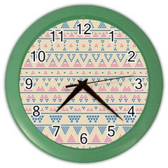 Blue And Pink Tribal Pattern Color Wall Clocks by berwies